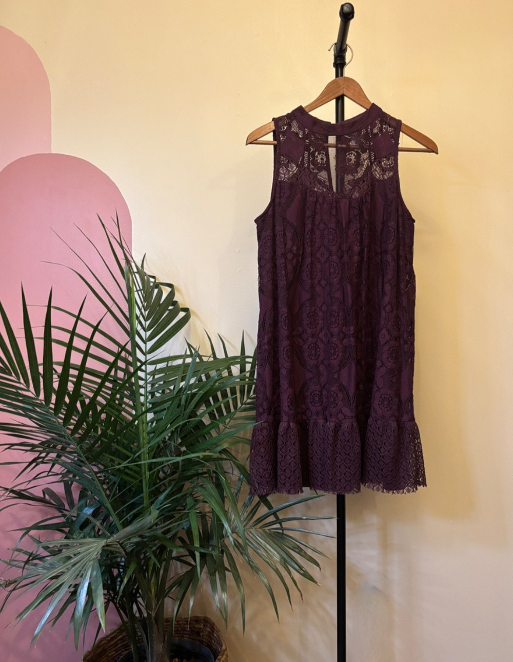 Xhilaration Womens Lace Dress Burgundy Marron Size Large
